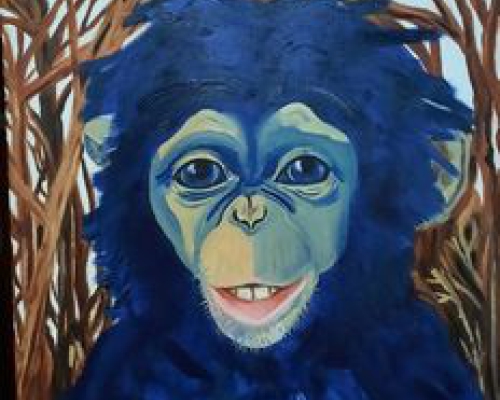 Blauwe chimp